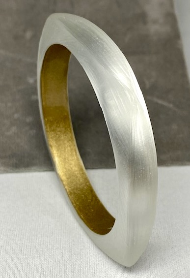 LG261 Alexis Bittar silvery white square lucite bangle